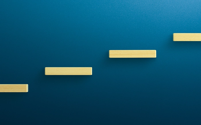 進捗状況を段に例えている写真